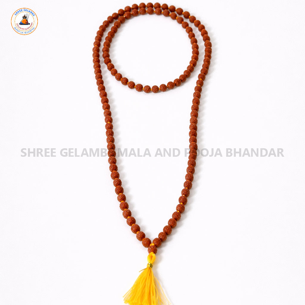 Original 5 Mukhi Natural Rudraksha Mala Online (108 Beads 5.5MM Certified).