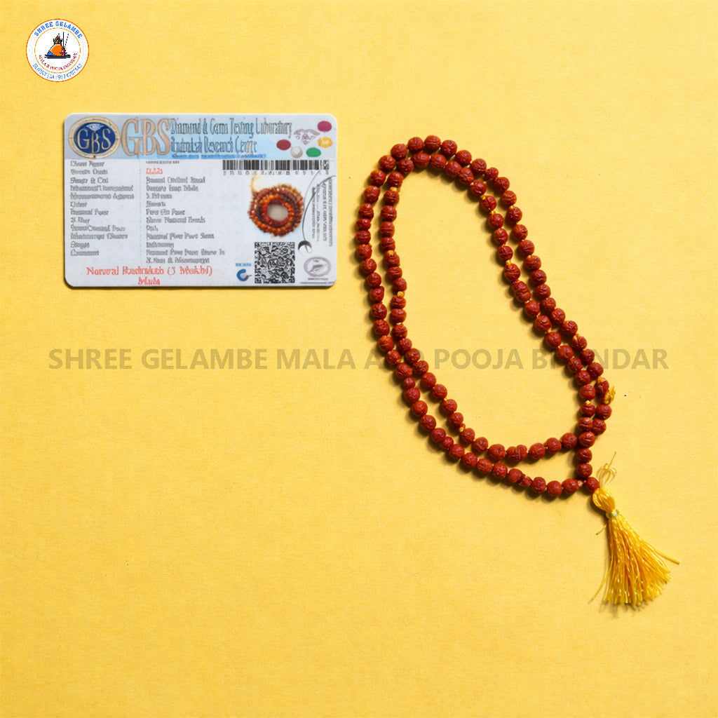 Original 5 Mukhi Natural Rudraksha Mala Online (108 Beads 5.5MM Certified).