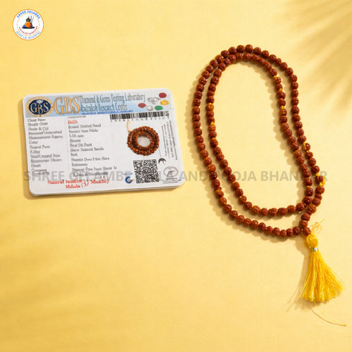 5 Mukhi Natural Rudraksha Mala (108 Beads – 5.5mm) | Certified | Jap & Spiritual Wear