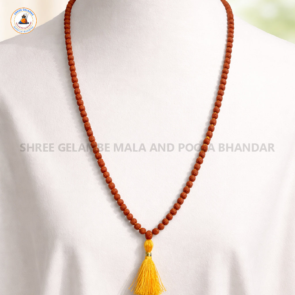 Original 5 Mukhi Natural Rudraksha Mala Online (108 Beads 5.5MM Certified).