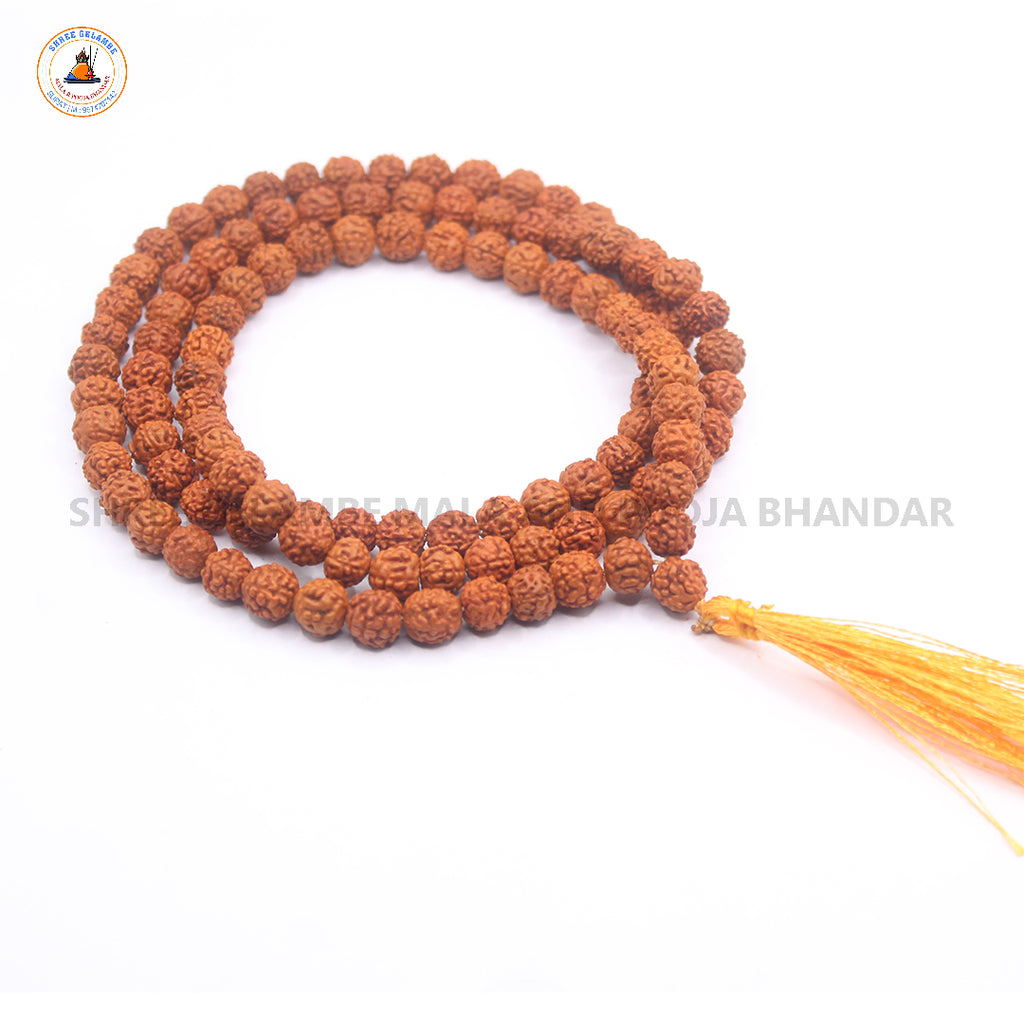 Original 5 Mukhi Indonesian Rudraksha Mala Loose Beads Online (108 Beads 6MM).