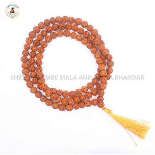 Original 5 Mukhi Indonesian Rudraksha Mala Loose Beads Online (108 Beads 6MM).