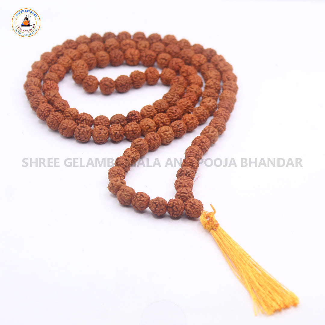 Original 5 Mukhi Indonesian Rudraksha Mala Loose Beads Online (108 Beads 6MM).