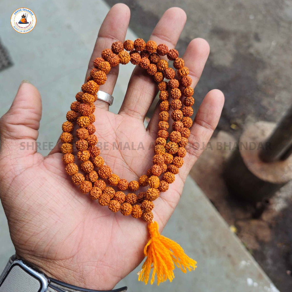 Original 5 Mukhi Indonesian Rudraksha Mala Loose Beads Online (108 Beads 6MM).
