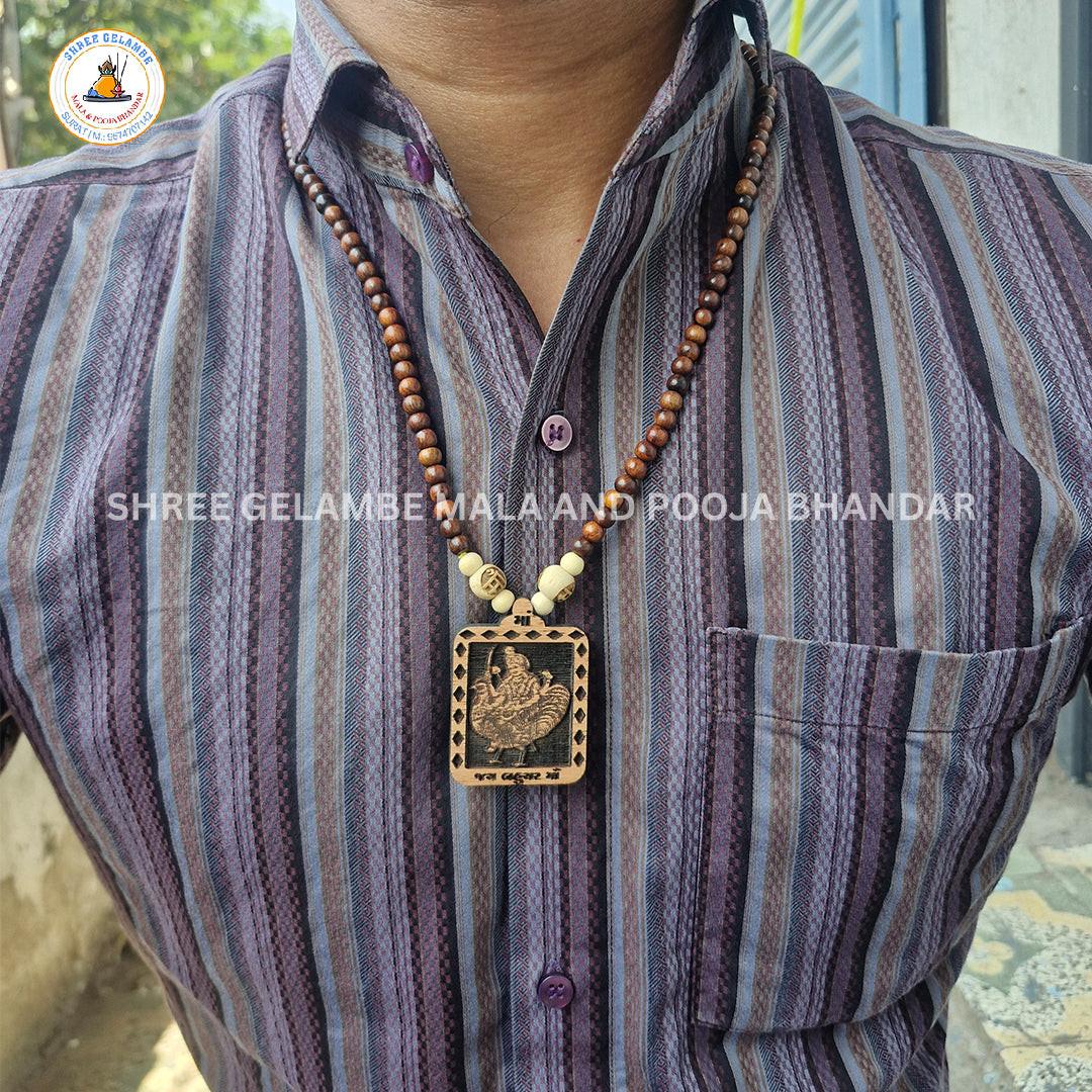 Original Bahuchar Mata Wooden Pendant Tulsi Mala Online (108 Beads 6MM).