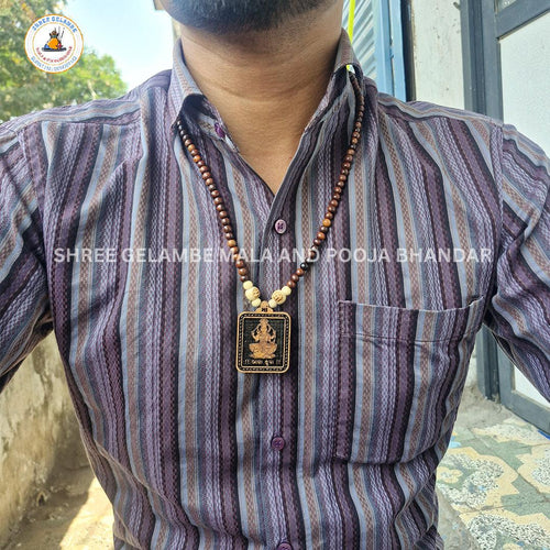 Original Ban Krupa Mata Wooden Pendant Tulsi Mala Online (108 Beads 6MM).
