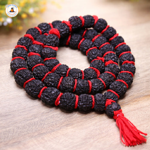 Original 5 Mukhi Black Rudraksha Japa Mala Online (54+1 Beads).