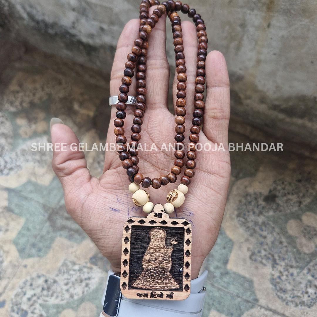 Original Dipo Mata Wooden Pendant Tulsi Mala Online (108 Beads 6MM).