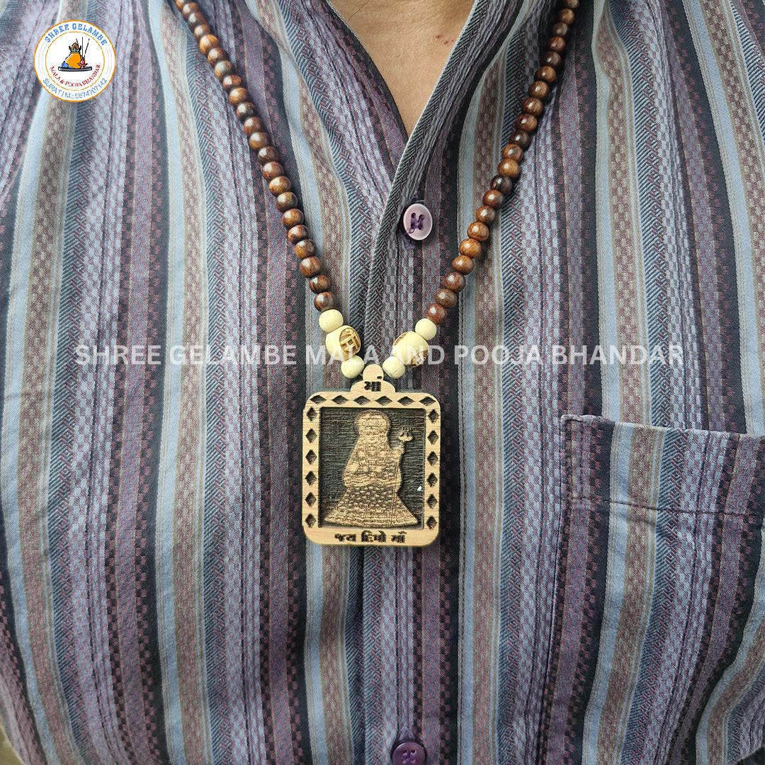 Original Dipo Mata Wooden Pendant Tulsi Mala Online (108 Beads 6MM).