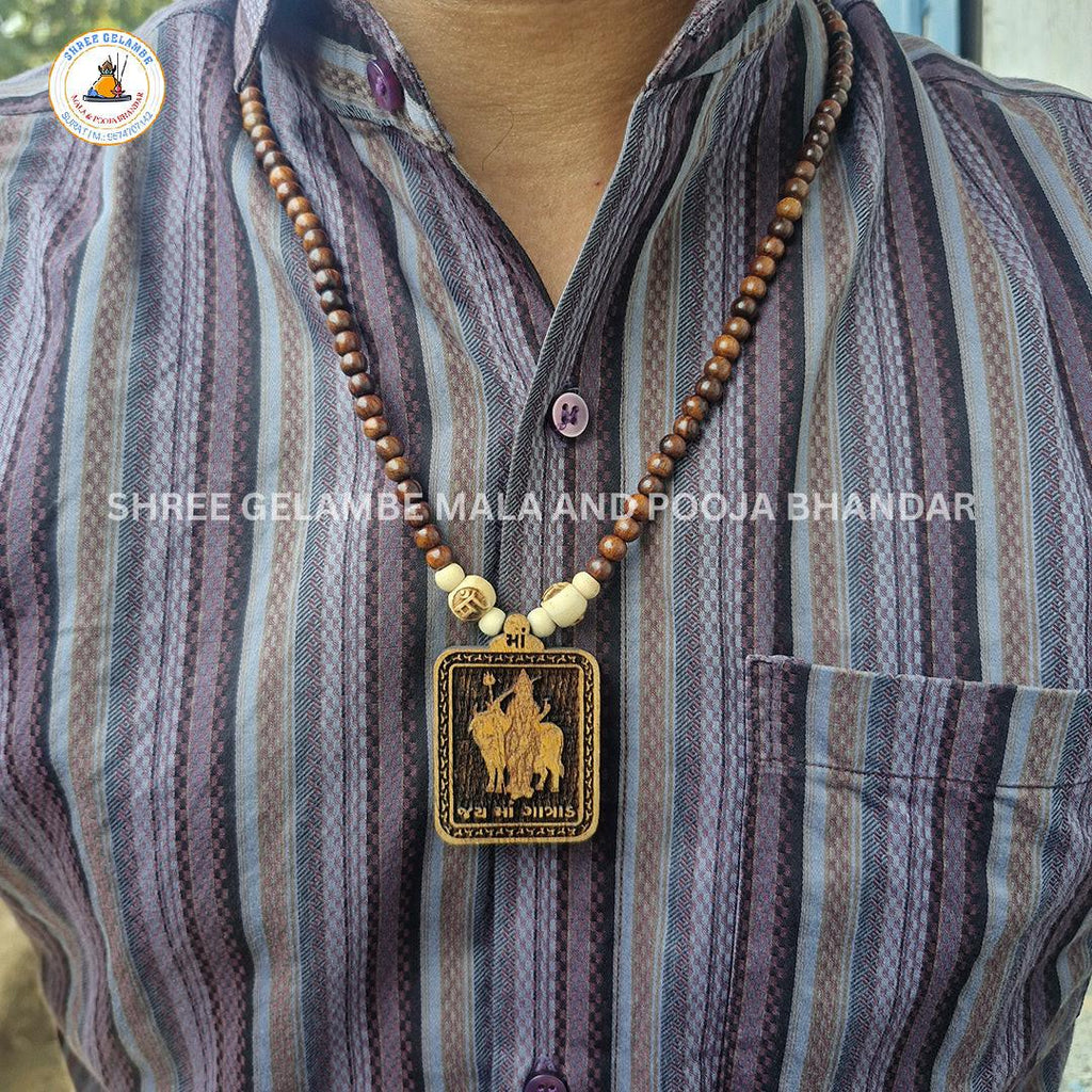 Original Gatrad Mata Wooden Pendant Tulsi Mala Online (108 Beads 6MM).