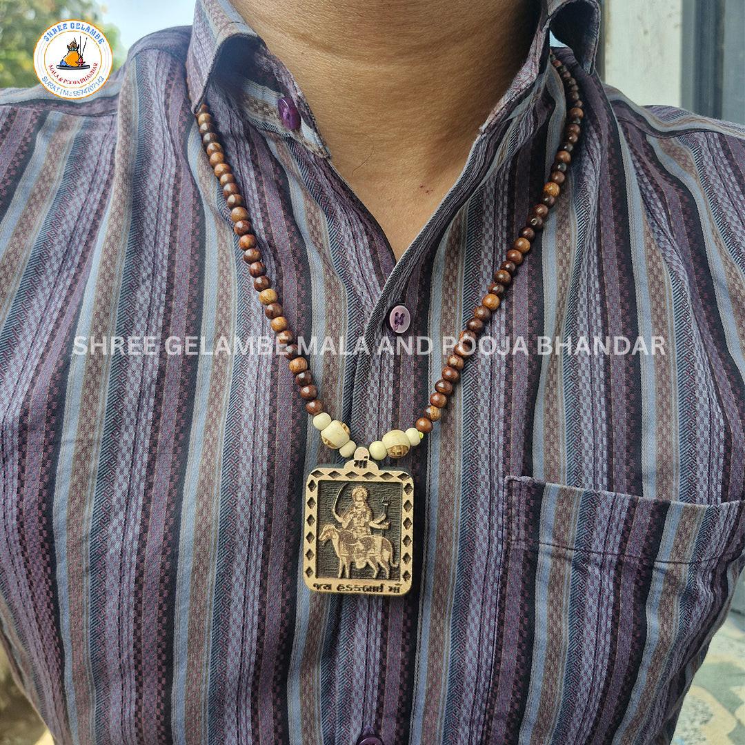 Original Hadkbai Mata Wooden Pendant Tulsi Mala Online (108 Beads 6MM).