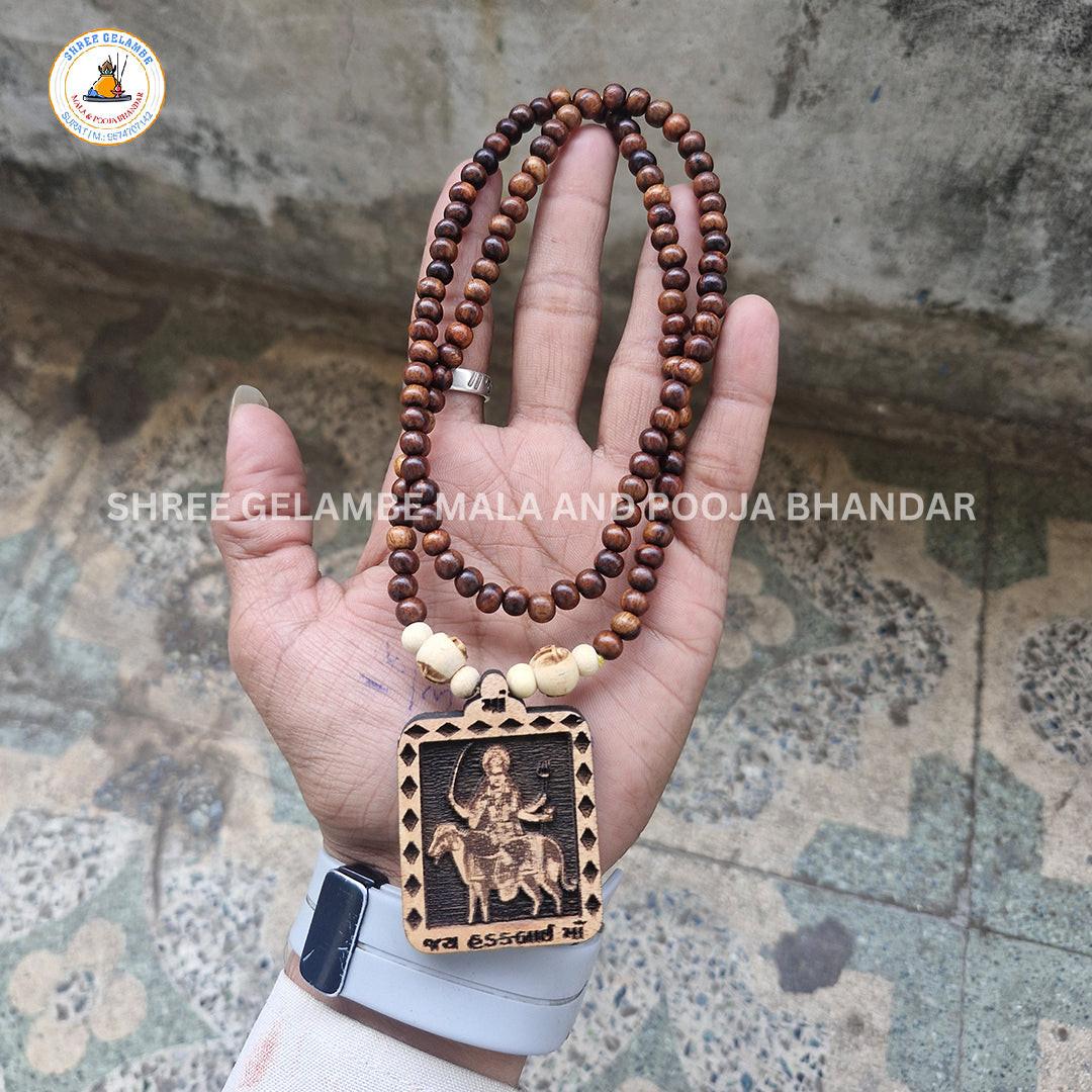 Original Hadkbai Mata Wooden Pendant Tulsi Mala Online (108 Beads 6MM).
