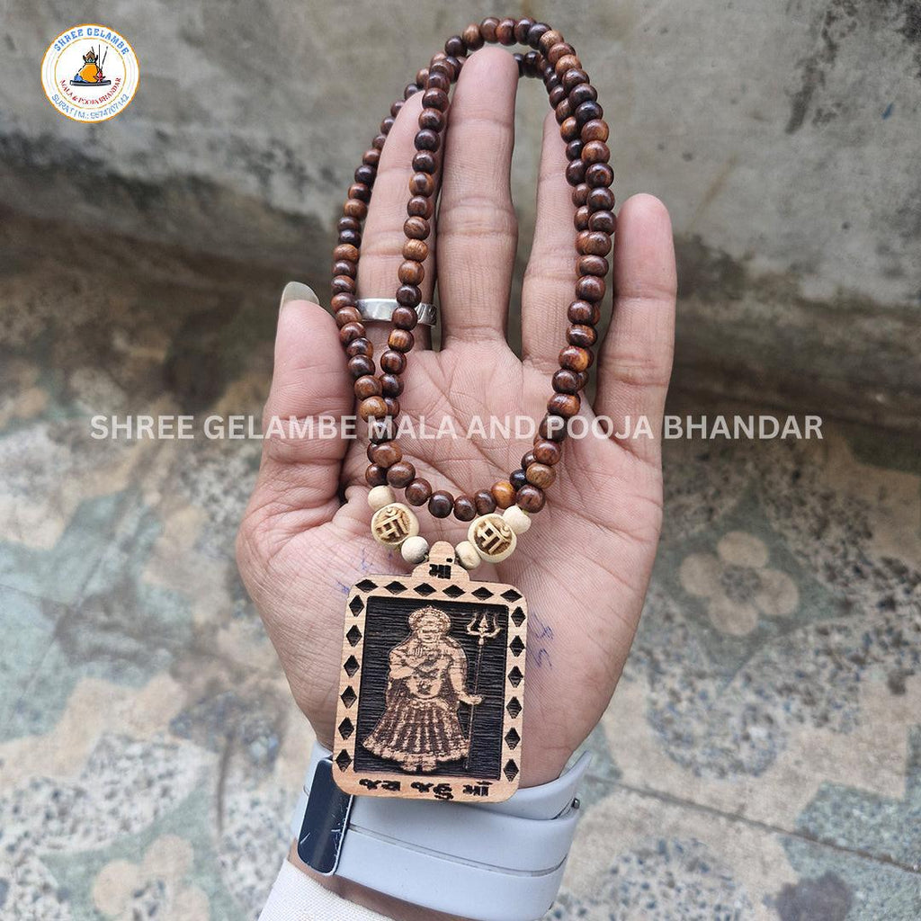 Original Jahu Mata Wooden Pendant Tulsi Mala Online (108 Beads 6MM).