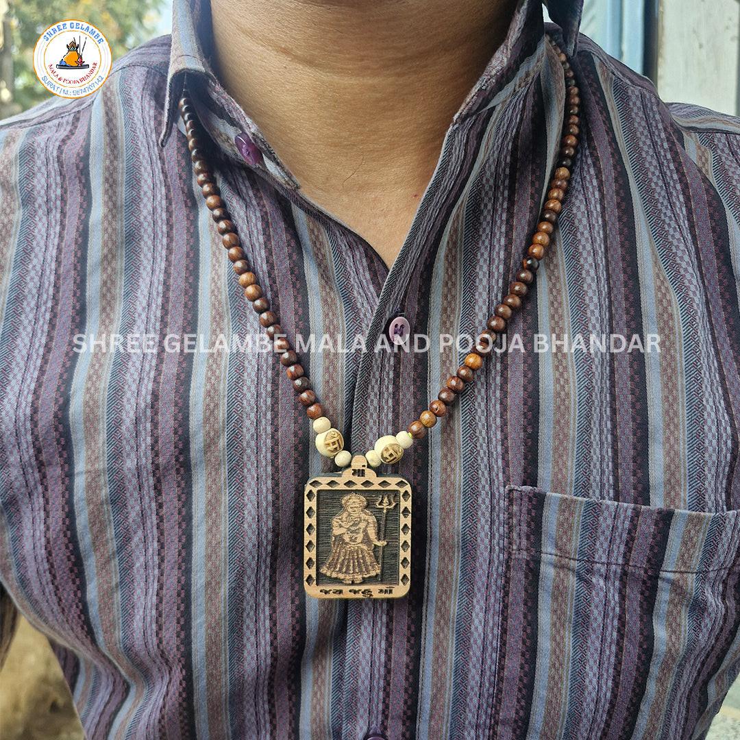 Original Jahu Mata Wooden Pendant Tulsi Mala Online (108 Beads 6MM).