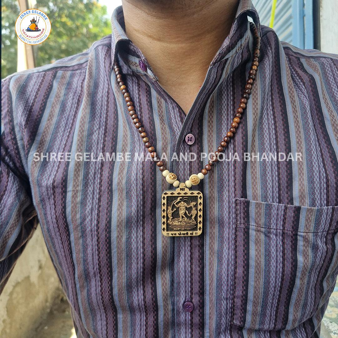 Original Jogani Mata Wooden Pendant Tulsi Mala Online (108 Beads 6MM).