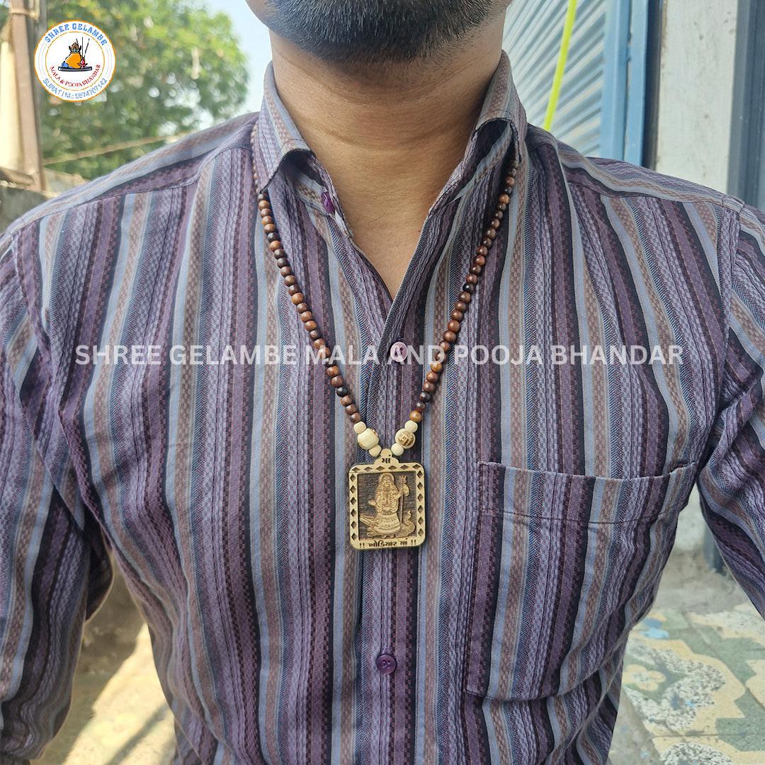 Original Khodiyar Mata Wooden Pendant Tulsi Mala Online (108 Beads 6MM).