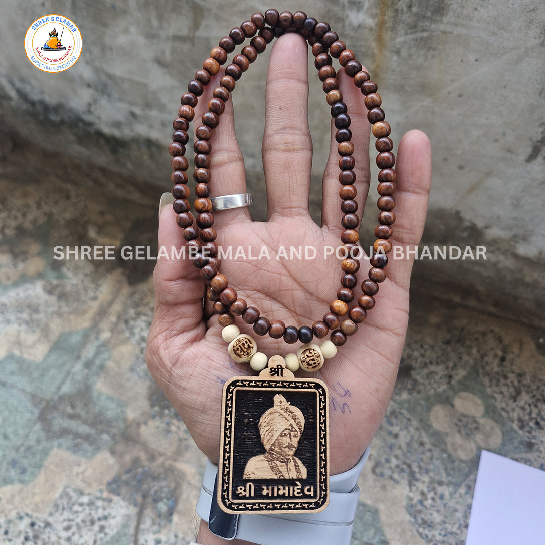 Original Mamadev Wooden Pendant Tulsi Mala Online (108 Beads 6MM).
