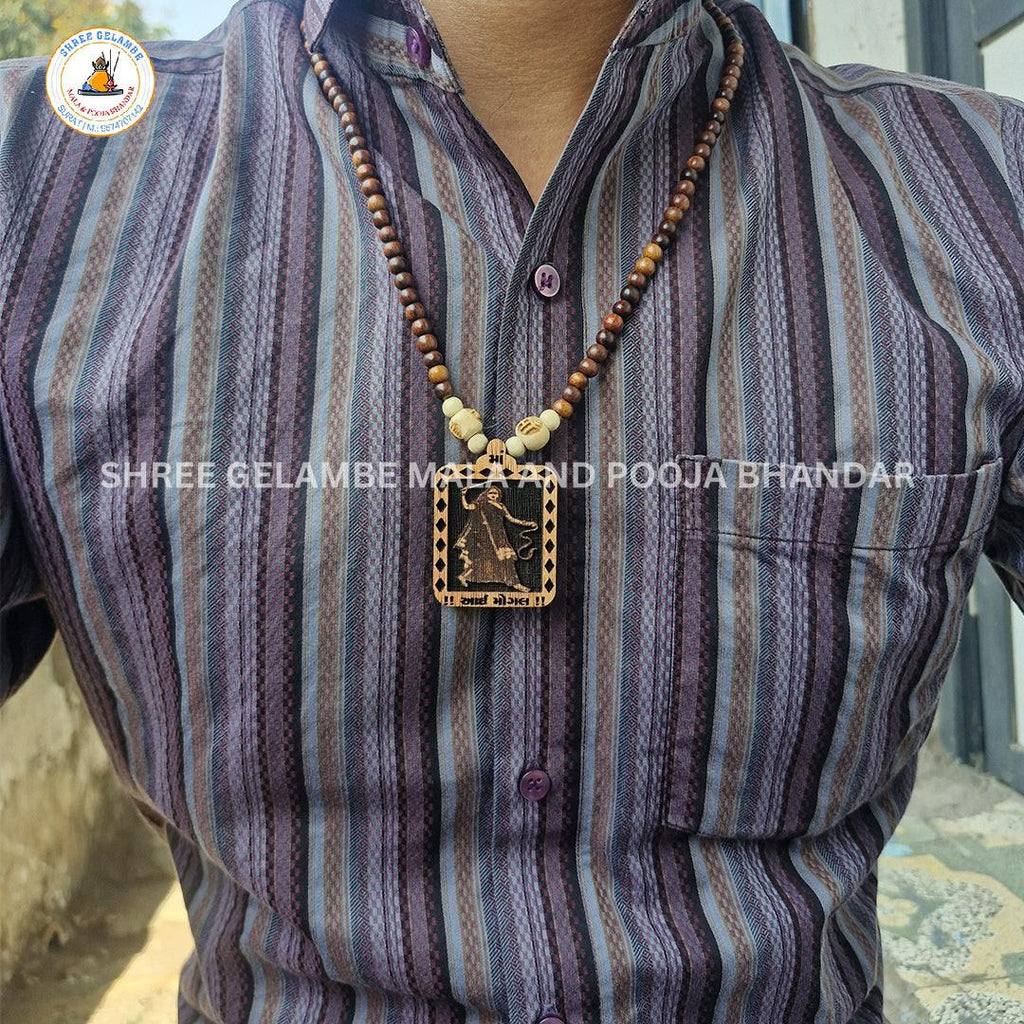 Original Mogal Mata Wooden Pendant Tulsi Mala Online (108 Beads 6MM).
