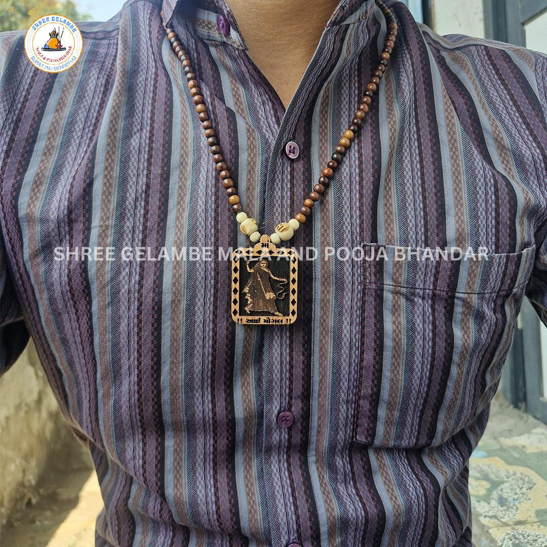 Original Mogal Mata Wooden Pendant Tulsi Mala Online (108 Beads 6MM).