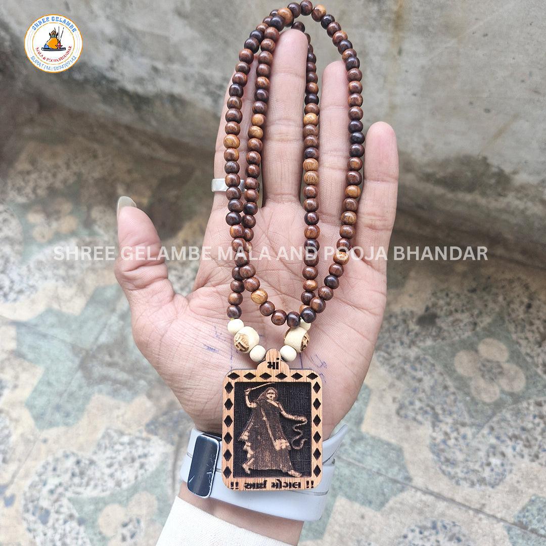 Original Mogal Mata Wooden Pendant Tulsi Mala Online (108 Beads 6MM).