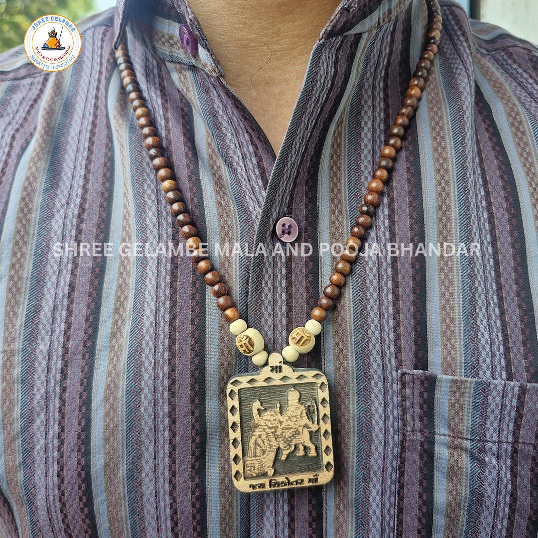 Original Sikotar Mata Wooden Pendant Tulsi Mala Online (108 Beads 6MM).
