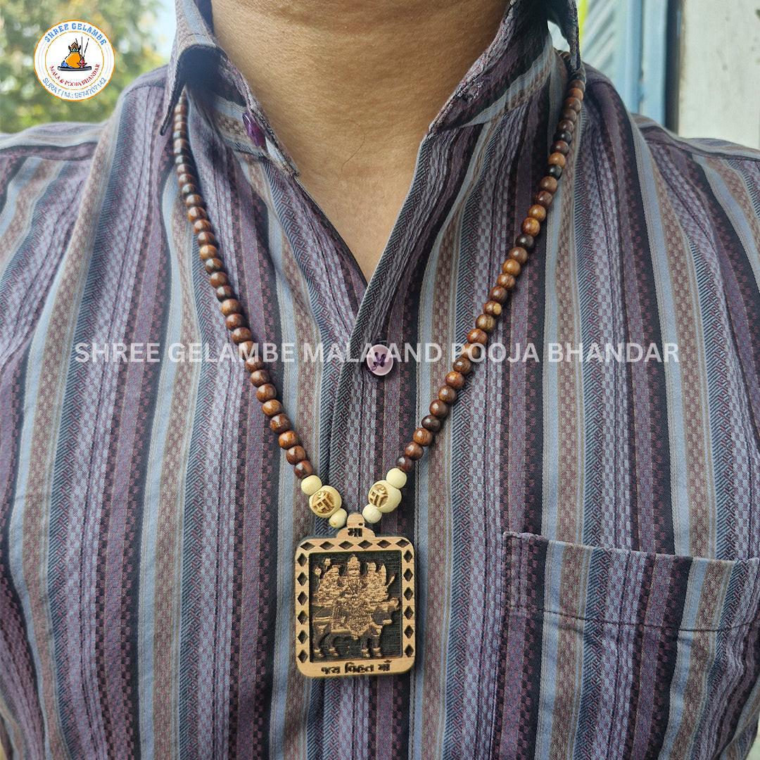 Original Vihat Mata Wooden Pendant Tulsi Mala Online (108 Beads 6MM).