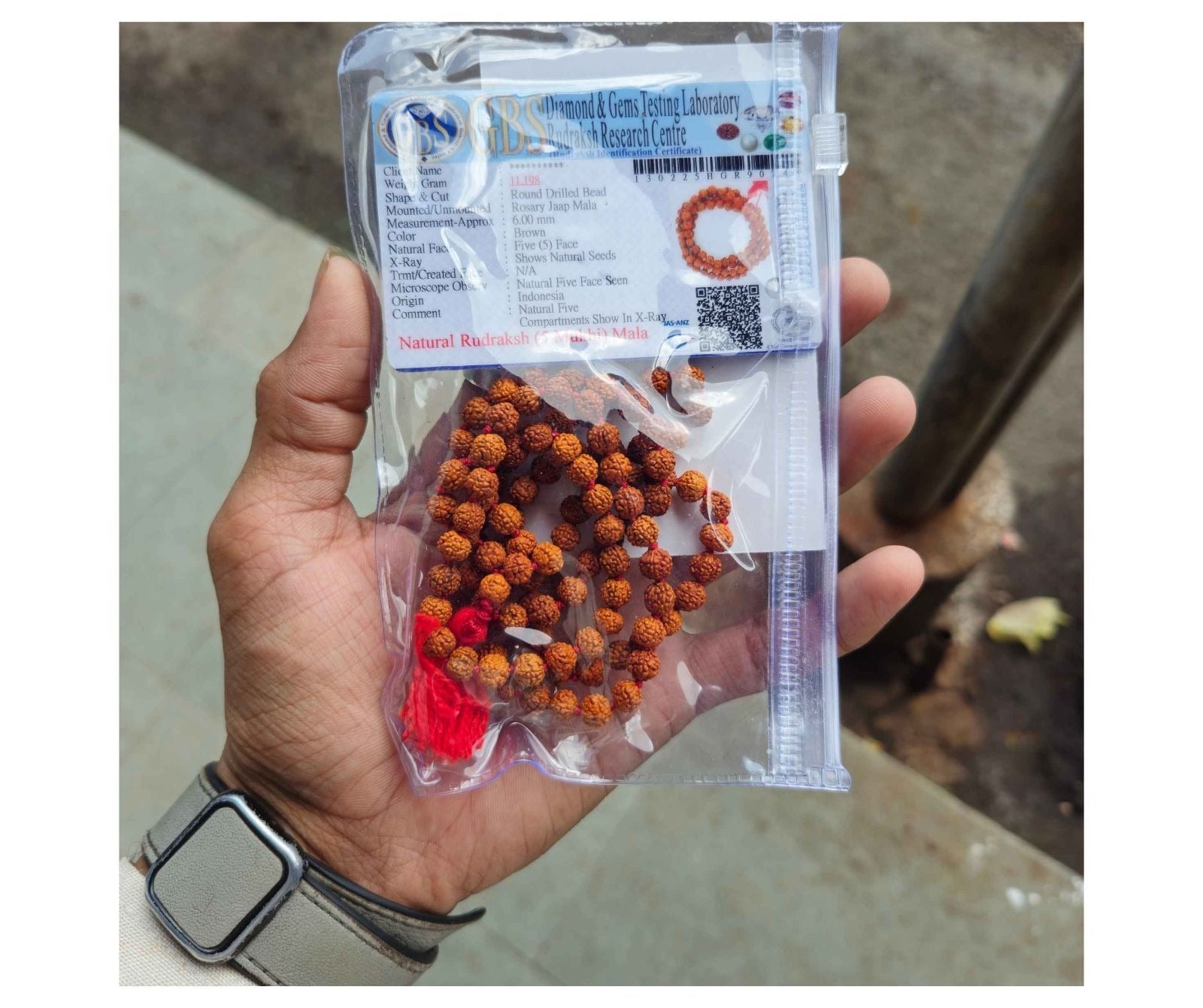 Original 6MM 5 Mukhi Natural Rudraksha Mala Online (108 Beads Certified).