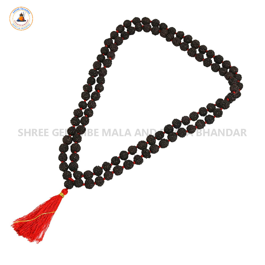 Original 5 Mukhi Black Rudraksha Mala (108 Beads 6MM Certified).